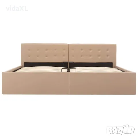 vidaXL Легло с повдигащ механизъм капучино изкуствена кожа 180x200 cм, снимка 4 - Спални и легла - 56146557
