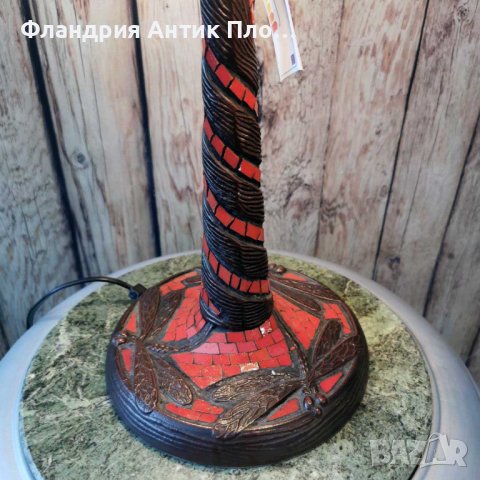 Голяма настолна лампа - Водно конче (червена), снимка 4 - Настолни лампи - 39997755