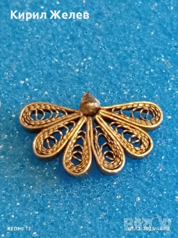 Прекрасни филигранни сребърни обеци във формата на цвете майсторска изработка 50988, снимка 3 - Обеци - 52639807