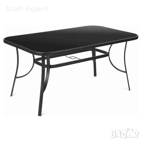 Голяма градинска маса 150×90 см с тъмно темперирано стъкло, снимка 4 - Градински мебели, декорация  - 53699276