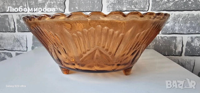 Ретро/Фруктиера от цветно стъкло / 2 броя, снимка 3 - Прибори за хранене, готвене и сервиране - 53721782