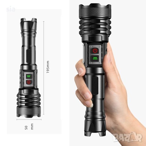 Фенер Акумулаторен, USB, Li-ion 3200 mAh, 24см, снимка 2 - Аксесоари и консумативи - 41840532