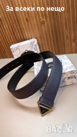 Prada Мъжки Луксозен Колан С Триъгълна Тока Прада - Различни Цветове Код SEM-643, снимка 5 - Колани - 55908080