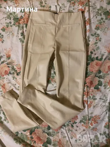 Zara кожен панталон с подплата s размер, снимка 2 - Панталони - 48226197