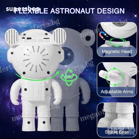 Детски Звезден Лед Проектор Астронавт с Дистанционно, Блутуут, Музика, снимка 3 - Други - 52343882