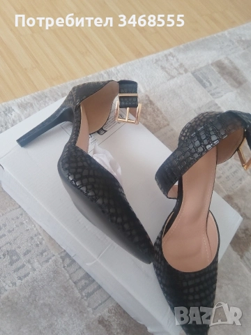 Дамски черни обувки на ток 38 номер. , снимка 2 - Дамски обувки на ток - 52828743