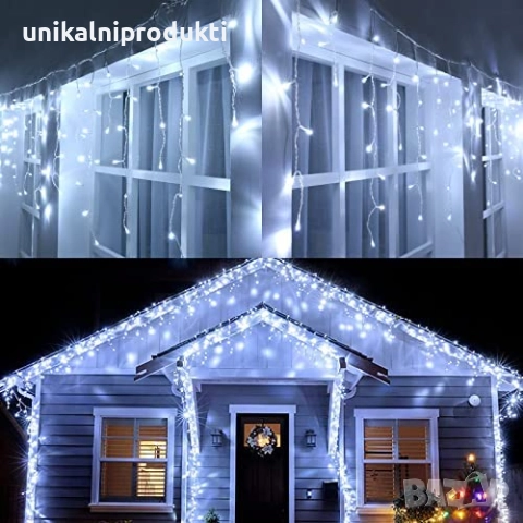 НОВО Външни коледни лампички завеса 4м с 240 диода и гръмотевичен флаш, снимка 2 - Лед осветление - 52264168