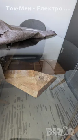 Кръгла маса Ф120 от масивно дърво и стъкло, снимка 3 - Маси - 56257753