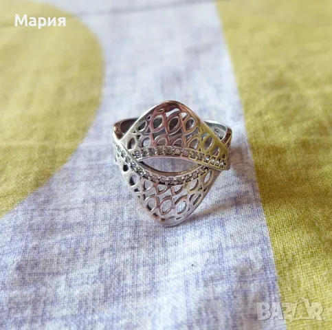 Сребърен пръстен с циркониеви камъчета, снимка 2 - Пръстени - 49810140