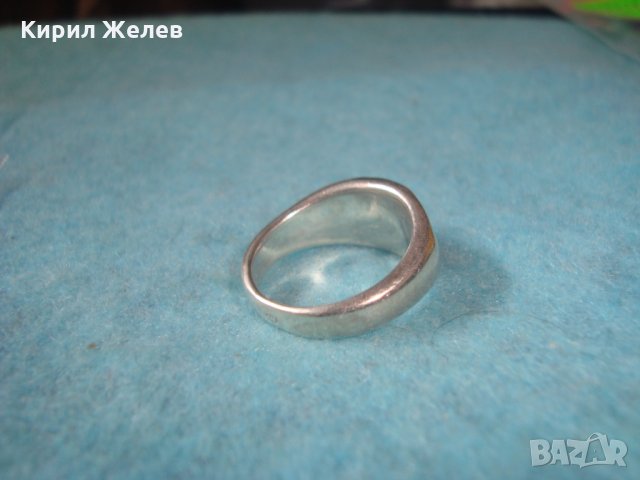 СТАР СРЕБЪРЕН ПРЪСТЕН СРЕБРО 925 АНГЛИЯ с ЧЕРЕН ШЛИФОВАН ОНИКС РЪЧНА АРТ ИЗРАБОТКА 25834, снимка 7 - Пръстени - 35747943