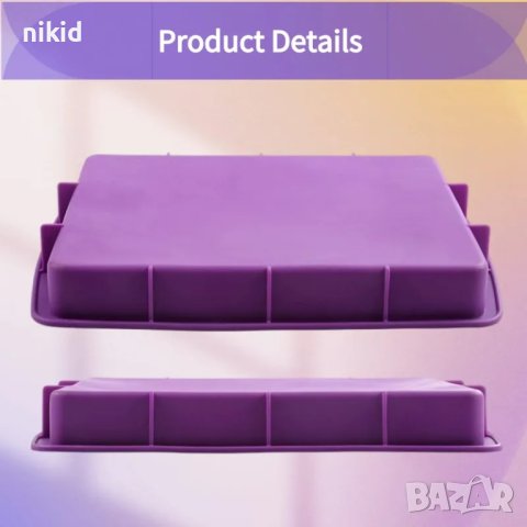 Правоъгълна правоъгълник голяма форма силиконова силиконов молд тава за направа печене на блат торта, снимка 3 - Форми - 42189747