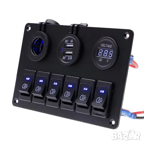 6-канален превключвателен панел с LED подсветка 12V/24V, снимка 2 - Друга електроника - 48260226