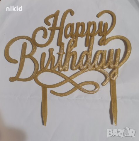 4 цвята Happy Birthday твърд Акрил топер за торта украса декорация надпис Рожден ден, снимка 2 - Други - 22591604