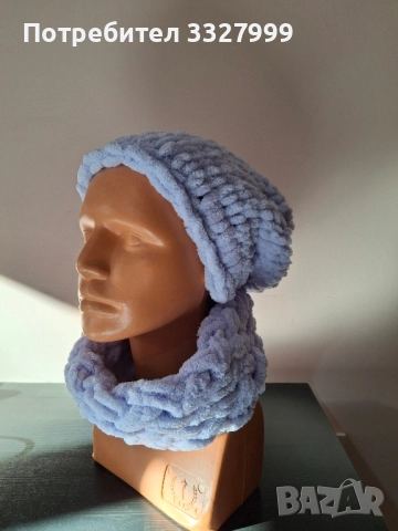 РАЗПРОДАЖБА Последни бройки ръчно плетен шал и шапка от мека прежда, снимка 18 - Други - 38089826