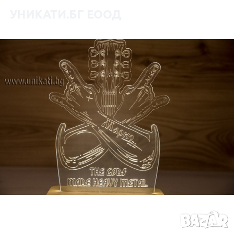 Лампа по поръчка, с китара, подарък за китарист, снимка 3 - Настолни лампи - 36362711