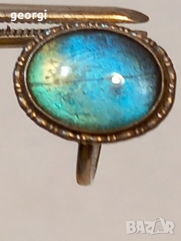 Стар английски сребърен пръстен с естествен камък , снимка 5 - Пръстени - 38107036