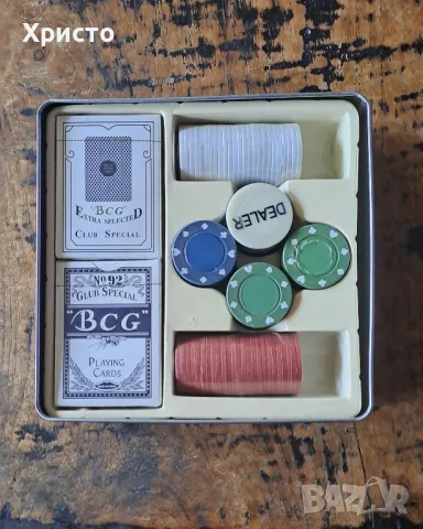 карти за игра комплект и жетони ПОКЕР СЕТ в метална кутия, снимка 3 - Карти за игра - 13204329