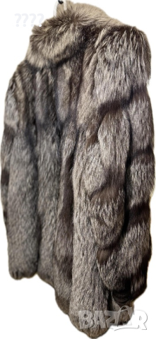 Кожено палто от сребърна лисица , снимка 3 - Палта, манта - 44289381
