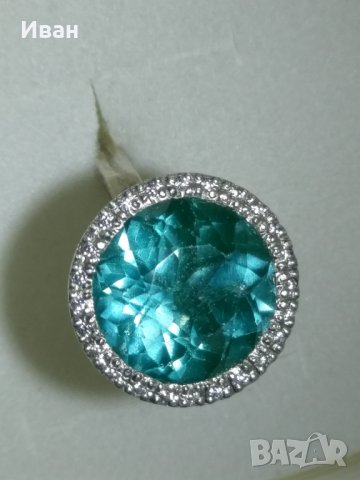 Сребърен пръстен  с Турмалин / синтетика/, снимка 1