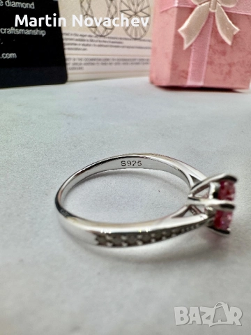 Сребърен пръстен с мойсанит (Диамант) 1 карат, снимка 7 - Пръстени - 52943868
