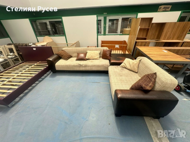 0907 разтегателен ъглов холов Диван / канапе с ракла и функция сън 310/270см         смр -цена170лв , снимка 8 - Дивани и мека мебел - 51733697