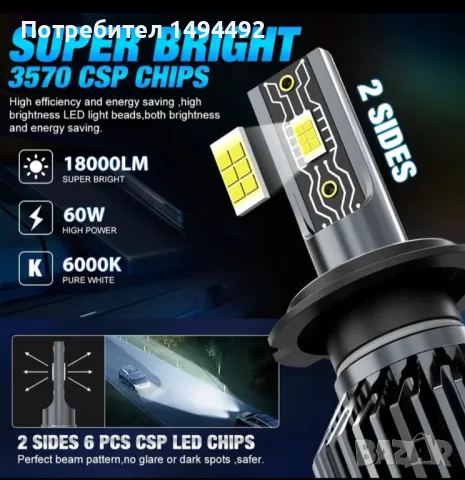 +300% H1 Led автомобилни крушки, снимка 8 - Аксесоари и консумативи - 48633744