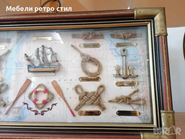Красива и стилна ретро колекция  ''Корабна картина''. Декорация от  дърво, стъкло и меден обков. , снимка 8 - Антикварни и старинни предмети - 51975758