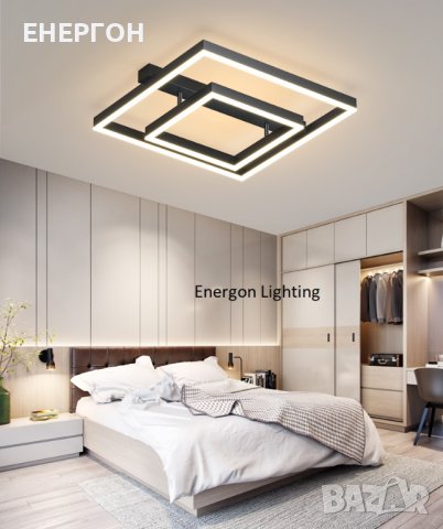 Луксозна LED лампа висок клас плафон димируема три цвята квадрат, снимка 3 - Лампи за таван - 41671839