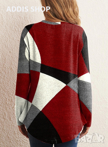 Дамска преходна блуза с геометричен модел, 5цвята , снимка 3 - Блузи с дълъг ръкав и пуловери - 44559855
