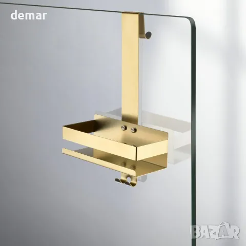 NEWRAIN Shower Caddy Hanging, Рафт за душ без пробиване за окачване на стъклената врата на душа, снимка 2 - Други стоки за дома - 47662655