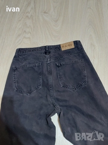 Черни дамски широки дънки, снимка 2 - Дънки - 51913962