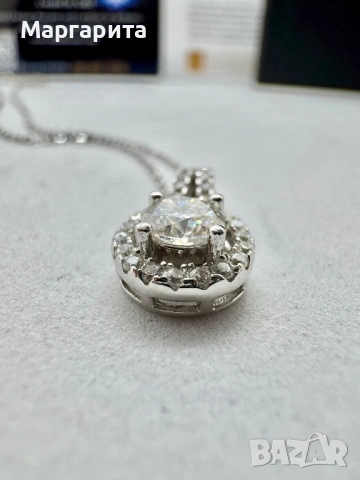 Сребърно колие с мойсанит (диамант) 0.5 карата, снимка 10 - Колиета, медальони, синджири - 53205738