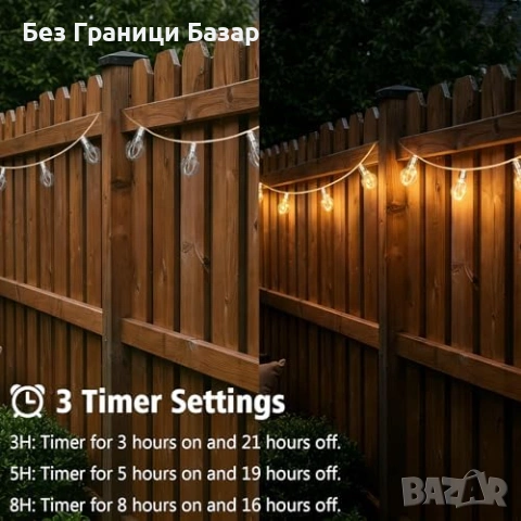 Нови Соларни ретро лампички 10м 20 LED крушки за двор тераса украса, снимка 5 - Соларни лампи - 53835499