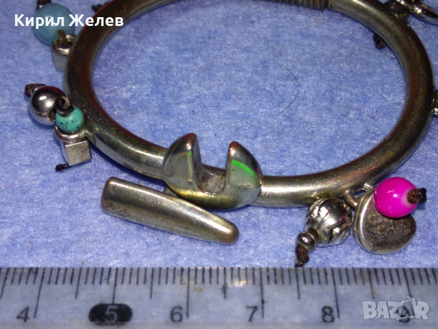 МЕДНА ПОСРЕБРЕНА ФЕШЪН АРТ ГРИВНА с ПОЛУСКЪПОЦЕННИ КАМЪНИ и ЦВЕТНО СТЪКЛО 44126, снимка 5 - Гривни - 44756031