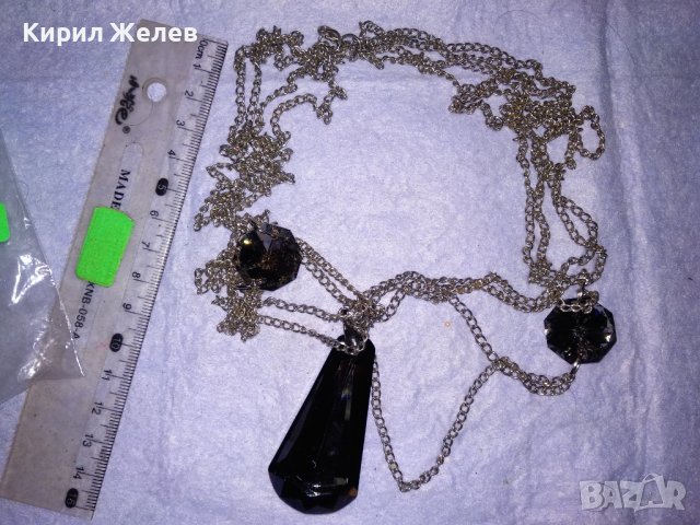 РАЗКОШНО КОЛИЕ ФЕШЪН ОГЪРЛИЦА БЛАГОРОДНА СТОМАНА с ФАСЕТИРАН ОПУШЕН КРИСТАЛ / КВАРЦ 37110, снимка 2 - Колиета, медальони, синджири - 41681958