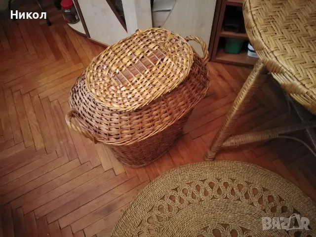 Плетени ратанова маса и рогозка, снимка 4 - Градински мебели, декорация  - 48587385
