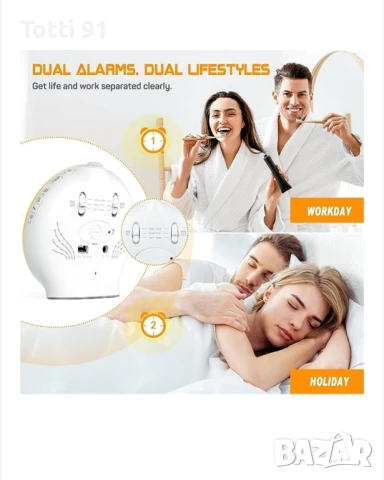 Нощна лампа Foryond,20 нива на яркост,7 естествени звука,FM ра, снимка 4 - Лед осветление - 50620726