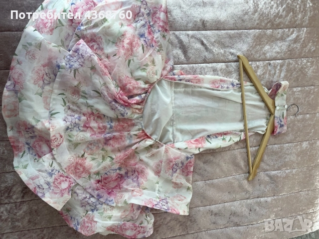 Модерна ефирна рокля с флорален принт, снимка 3 - Рокли - 51665344