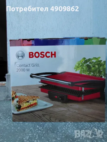 Неотварян контактен грил BOSCH TCG4215, 2000 W