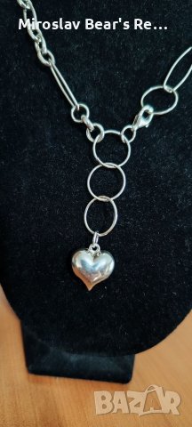 Сребърно колие - сърце , снимка 3 - Колиета, медальони, синджири - 38941279