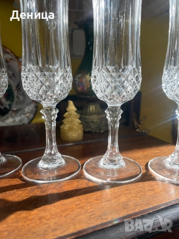 Френски кристални чаши за шампанско 4 броя -20.5  см височина  Цена-40 лв, снимка 3 - Чаши - 52970013