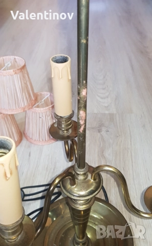 Старинна бронзова лампа с три рамена, снимка 2 - Антикварни и старинни предмети - 52546798