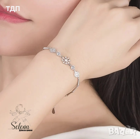 Гривна от медицинска стомана „Снежинка“, снимка 2 - Гривни - 52617182