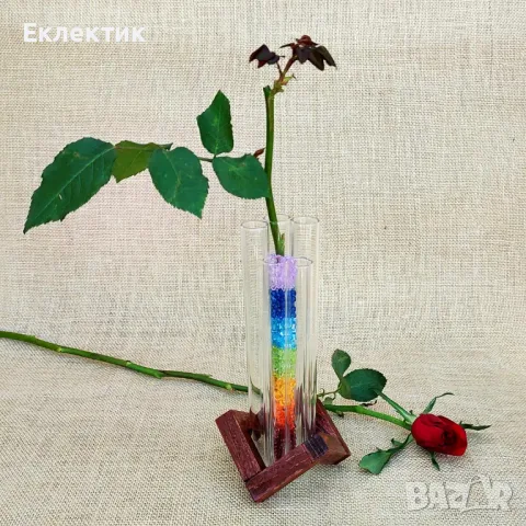 Вази с епруветки. Дърво, полускъпоценни камъни, мъниста, хербарий. Богат избор, снимка 11 - Вази - 50040794