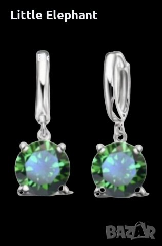 Сребърни обеци кристали,plein,green/нови, снимка 1 - Колиета, медальони, синджири - 41942606