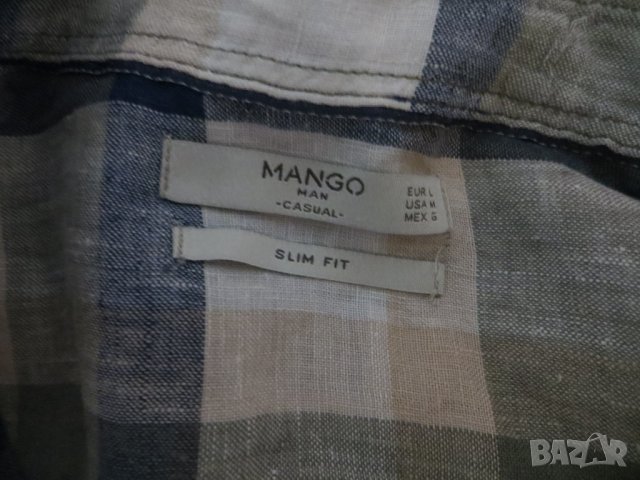 Мъжка риза с дълъг ръкав от лен Mango, снимка 3 - Ризи - 41313696