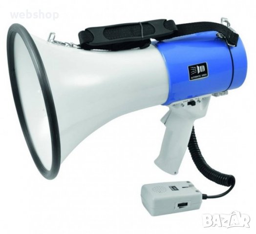 Мегафон UM-1, рупорен, сирена, запис, 50W, 12VDC, 8xR14, USB, 600m