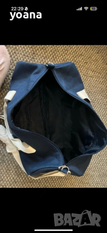 Сак/ Спортна чанта – нова, тъмносиня с бяло, снимка 3 - Сакове - 53330511