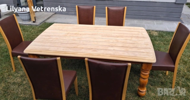 Трапезна маса с 6 стола, снимка 3 - Маси - 53720378