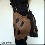 Асиметрична дамска чанта от естествена кожа с две лица! Ръчна изработка!, снимка 2